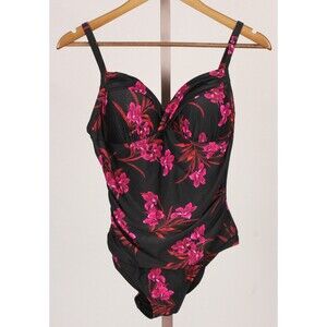 Sunseeker Essential Australia Black Magenta Tropical Padded Swim Suit